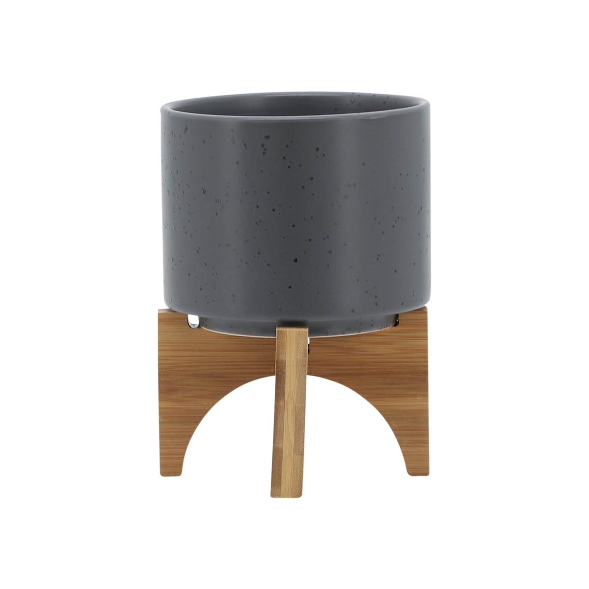 Swiss Bar Gray/Brown Planter with Wood Stand