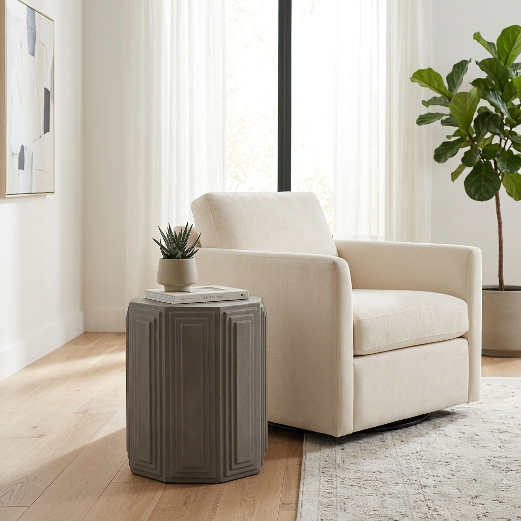 Valley Wells Dark Gray Concrete Geometric Accent Table