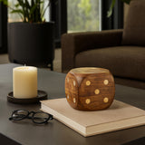 Old Hopland Brown Dice Box with Dice Inside