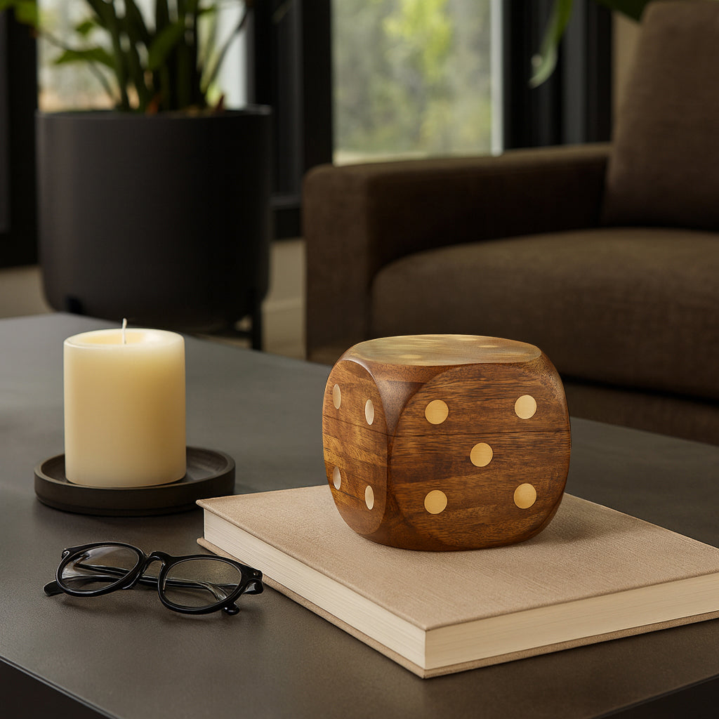 Old Hopland Brown Dice Box with Dice Inside