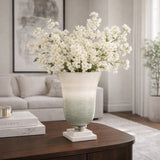 Vale Sage/Ivory Small Glass Vase on Marble Base