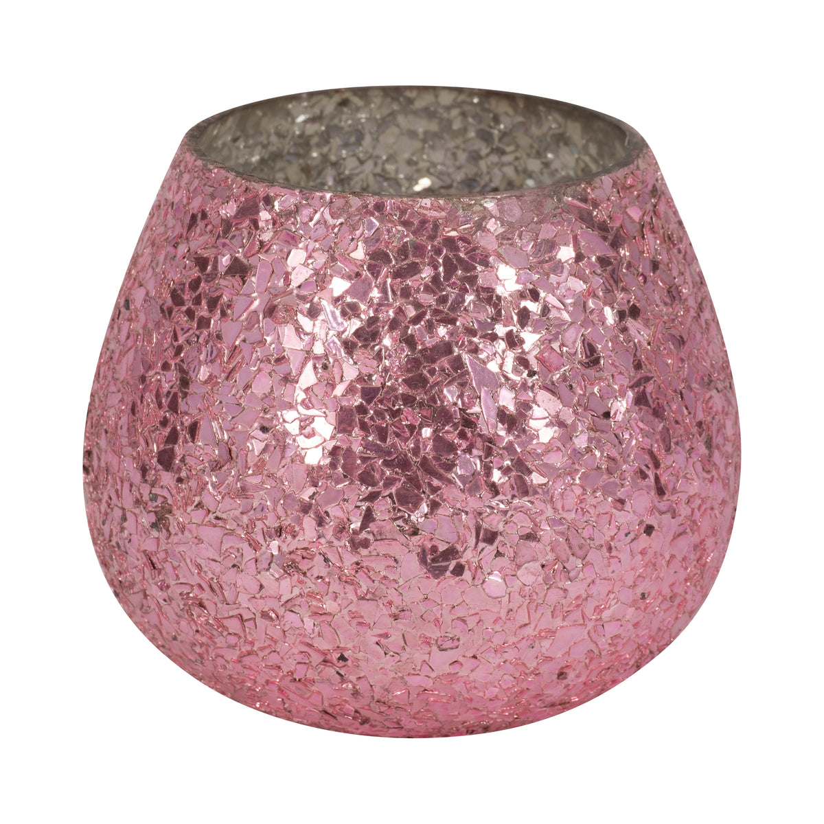 Bodfish Pink Glass Crackled Scented Candle