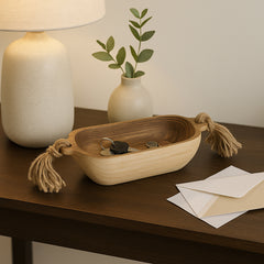 Seneca Natural Wood Tray with Tassels