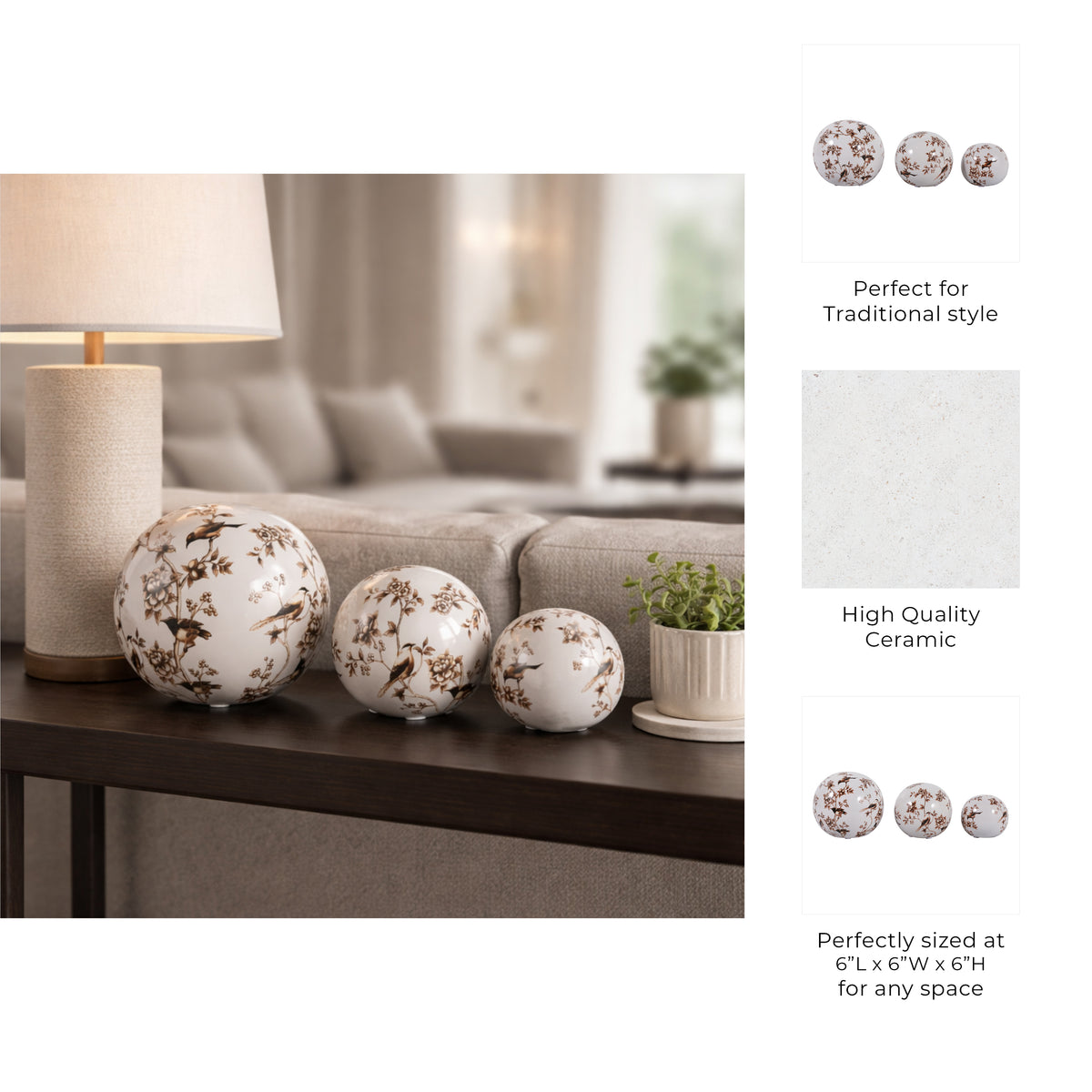 Maxbrook Brown/White Orbs (Set of 3)