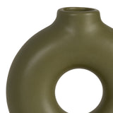 The Oaks Olive Ceramic Donut Footed Vase