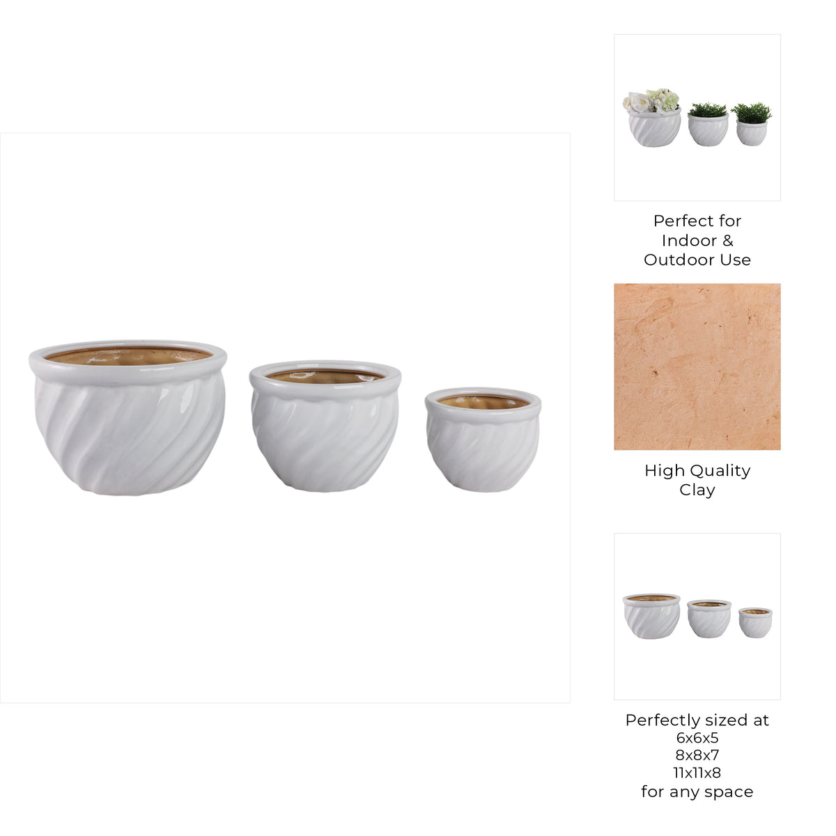 Raymondhaven White Wavy Planters (Set of 3)