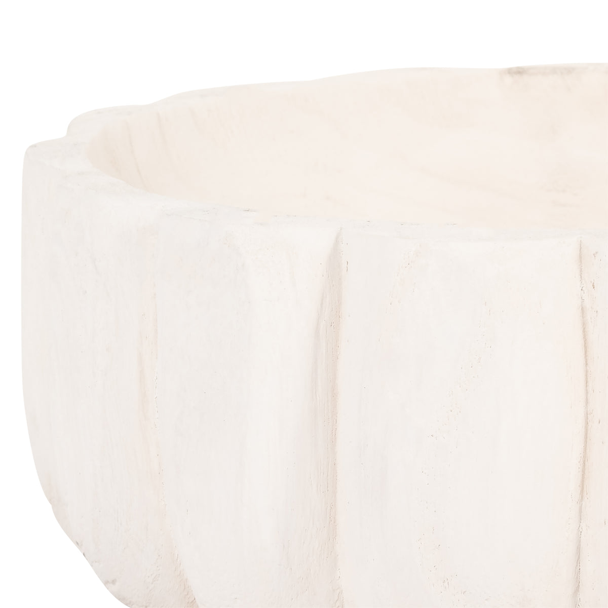 Nubieber White Wood Scalloped Bowl
