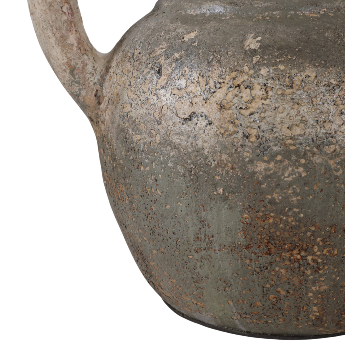 Shermangrove Ivory/Green Terracotta Jug with Handle