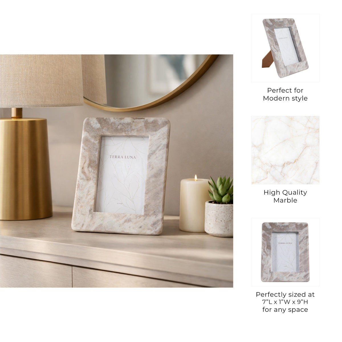 Farmington Tan Curved Edge Marble Frame
