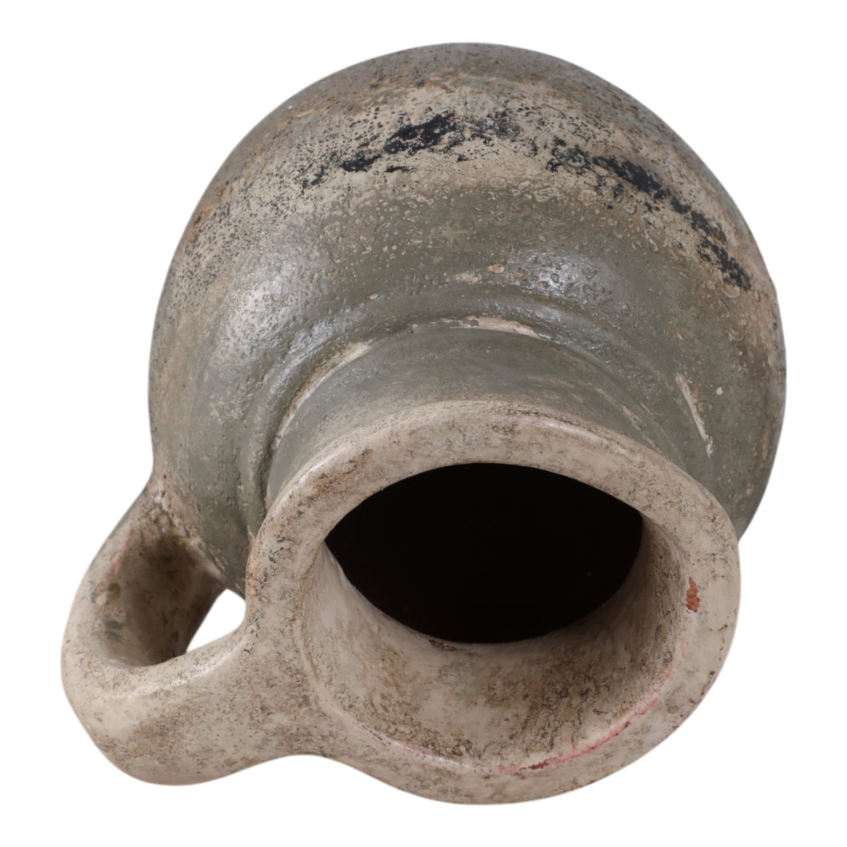 Shermangrove Ivory/Green Terracotta Jug with Handle