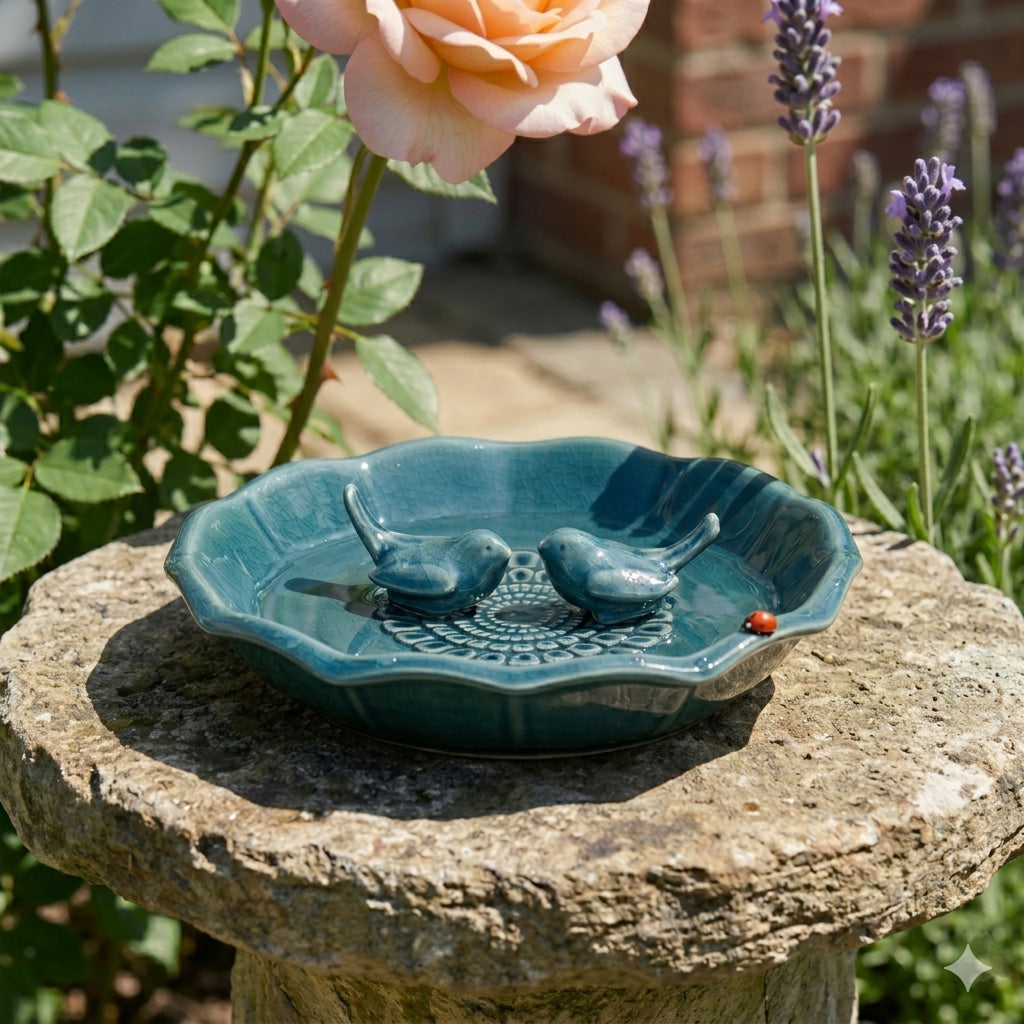 Hardy Blue Flower Bird Bath