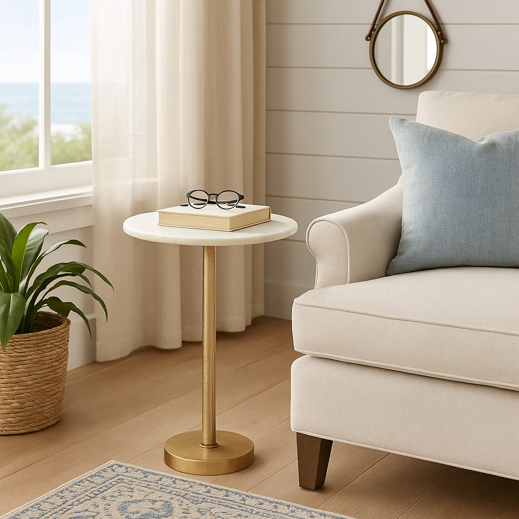 Graton Gold Metal Round Drink Table with Flat Base