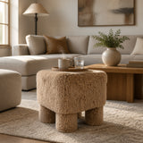 Staley Tan Square Faux Fur Footed Ottoman