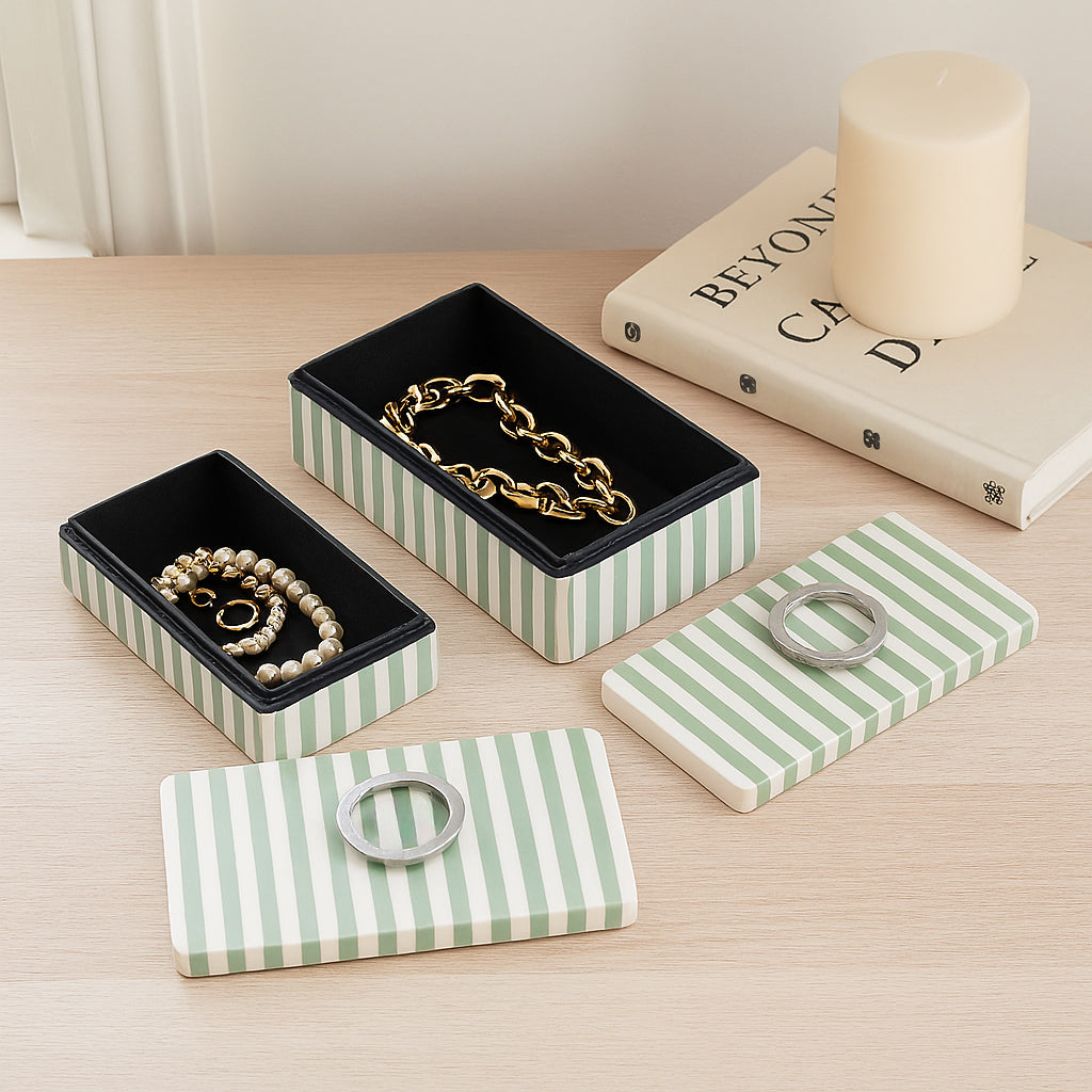 Deckerworth Green/Ivory Boxes (Set of 2)