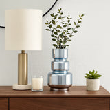 Piru Blue/Silver Large Stacked Cylinder Glass Vase