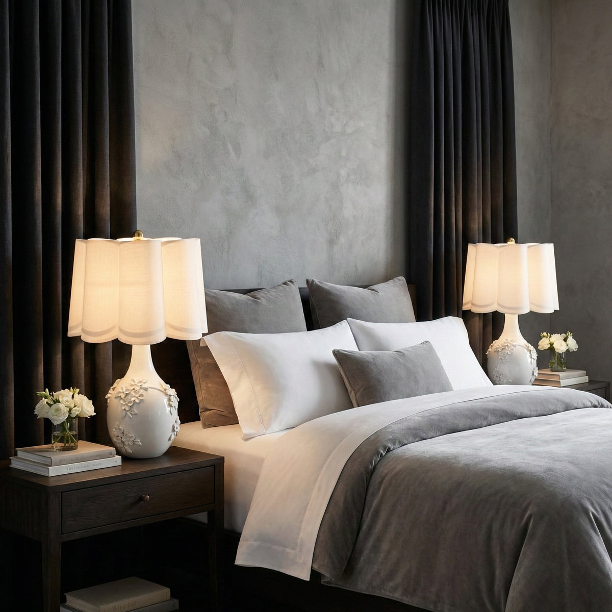 Dow Cream Floral Applique Table Lamp