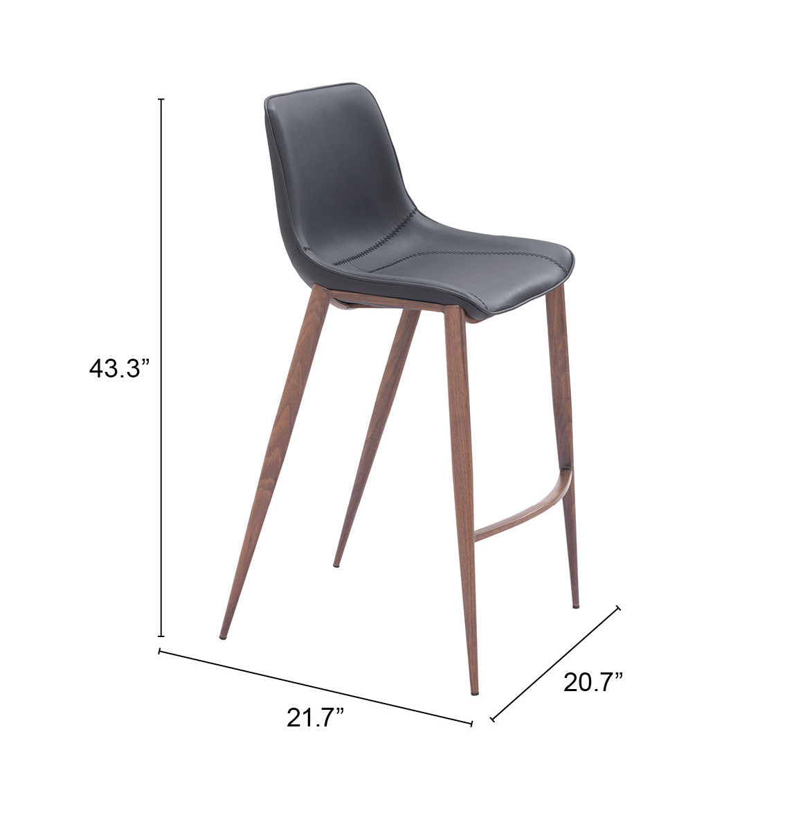 Magnus Black & Walnut Barstool (Set of 2)
