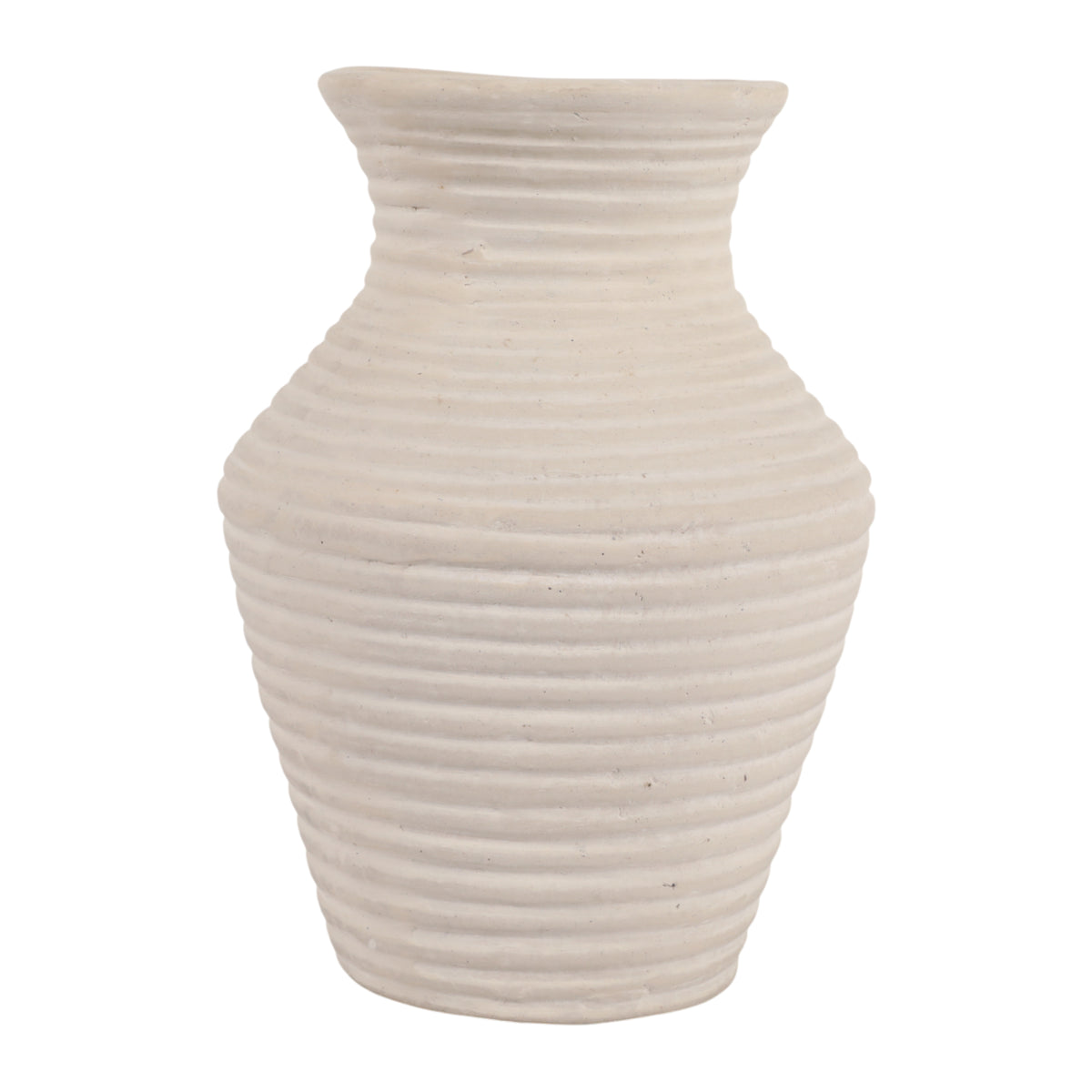 Brazos Ivory Small Paper Mache Ribbed Vase