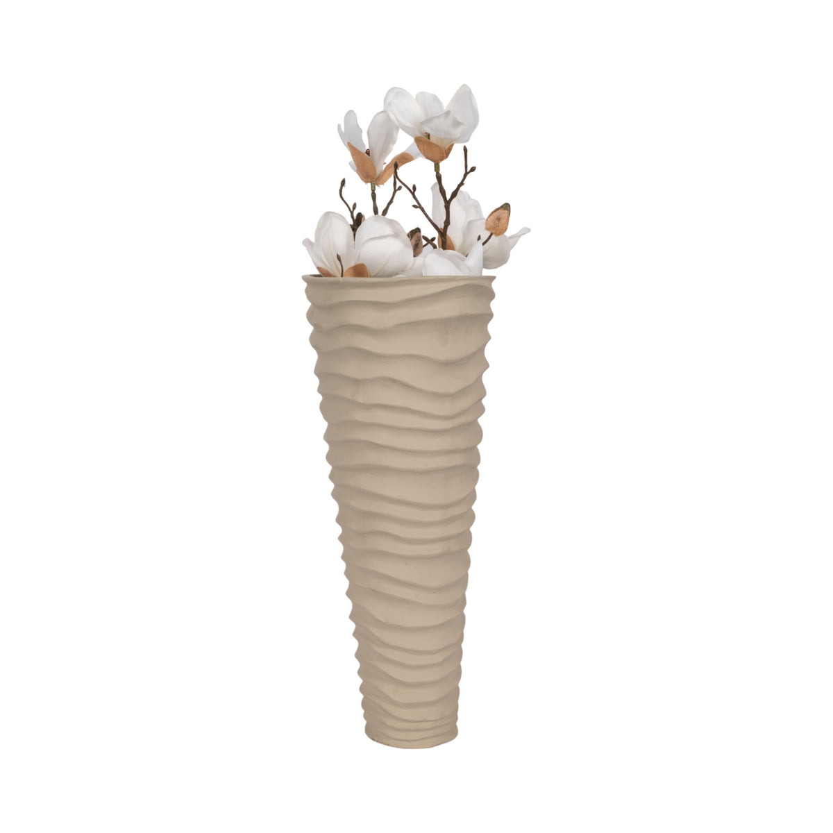 Greenville Ivory/Nickel Large Metal Rugged Vase