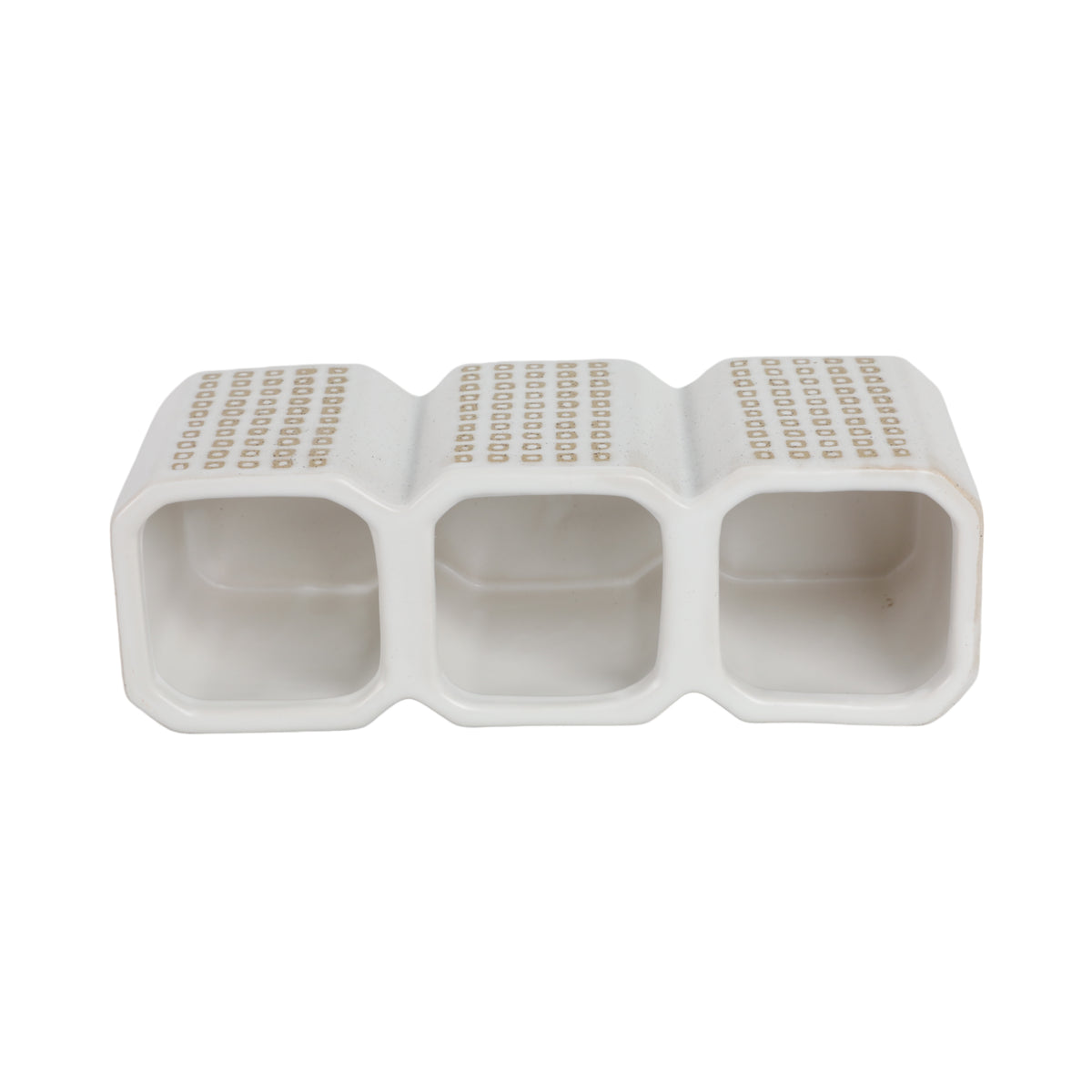 Mococo Beige 3-Cup Dotted Pen Holder
