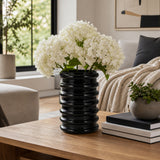 Angwin Black Glass Scallop Vase