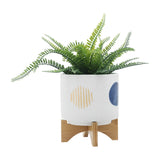 Clotho White Funky Planters with Stand (Set of 2)