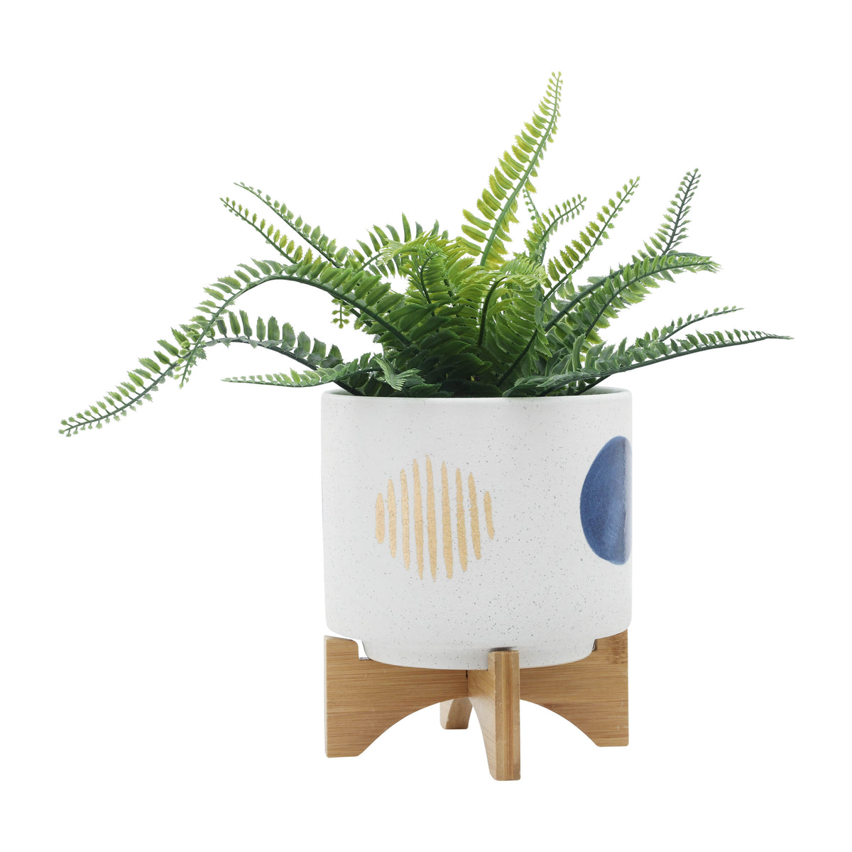 Clotho White Funky Planters with Stand (Set of 2)
