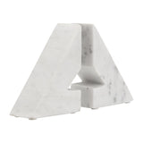 Vestil White Marble Right Triangle Bookends (Set of 2)