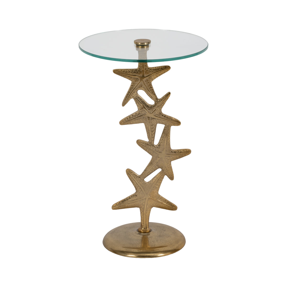 Newburg Gold Metal and Glass Starfish Side Table