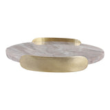 Ultra Tan/Gray Marble Tray with Aluminum Handles