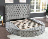 Hazel Gray Tufted Velvet Queen Storage Bed - Ornate Home