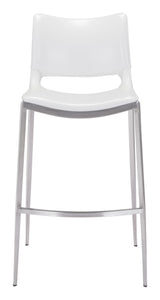 Ace White & Silver Barstool (Set of 2)