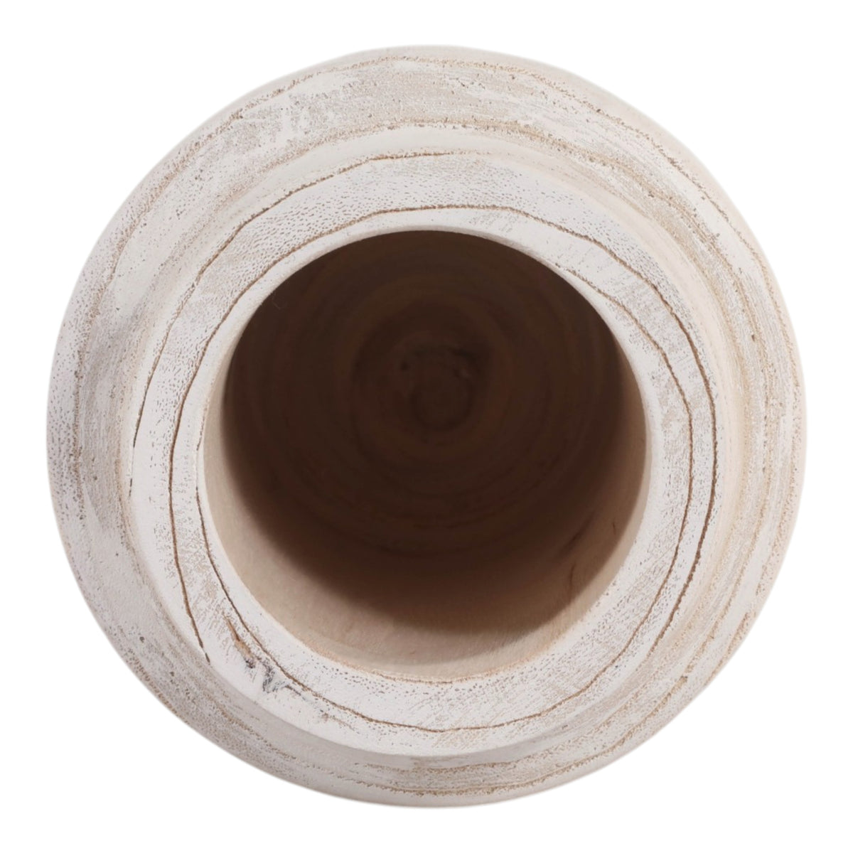 Loyalton White Small Wash Rustic Wood Vase