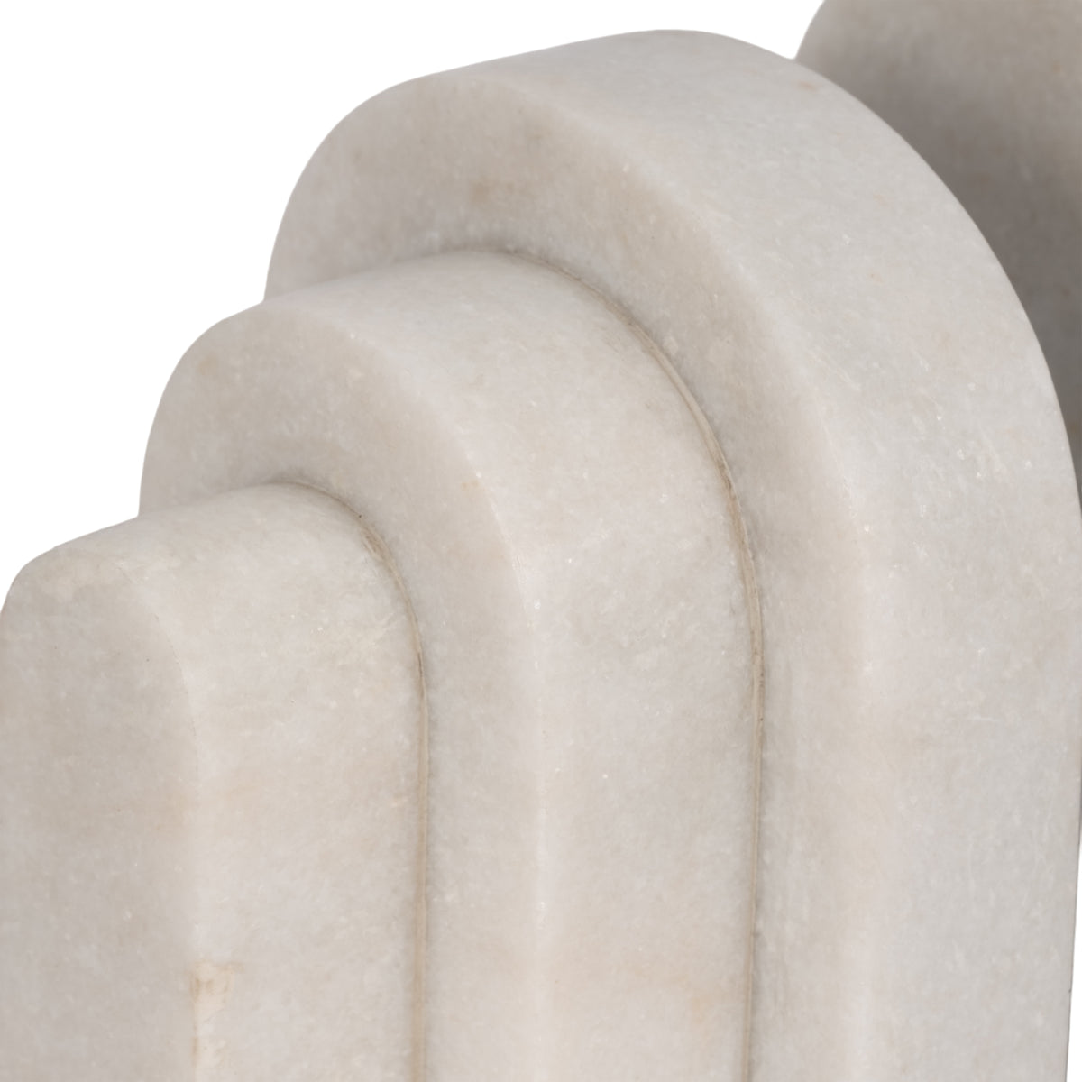 Mount Hermon White Marble Layered Arches Bookends (Set of 2)