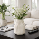 Sunsweet White Wood Ridged Vase