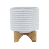 Bombay White/Brown Textured Planter with Stand