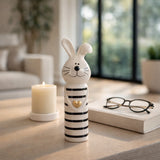 Glendora White/Black/Gold Small Lines Bunny with Heart