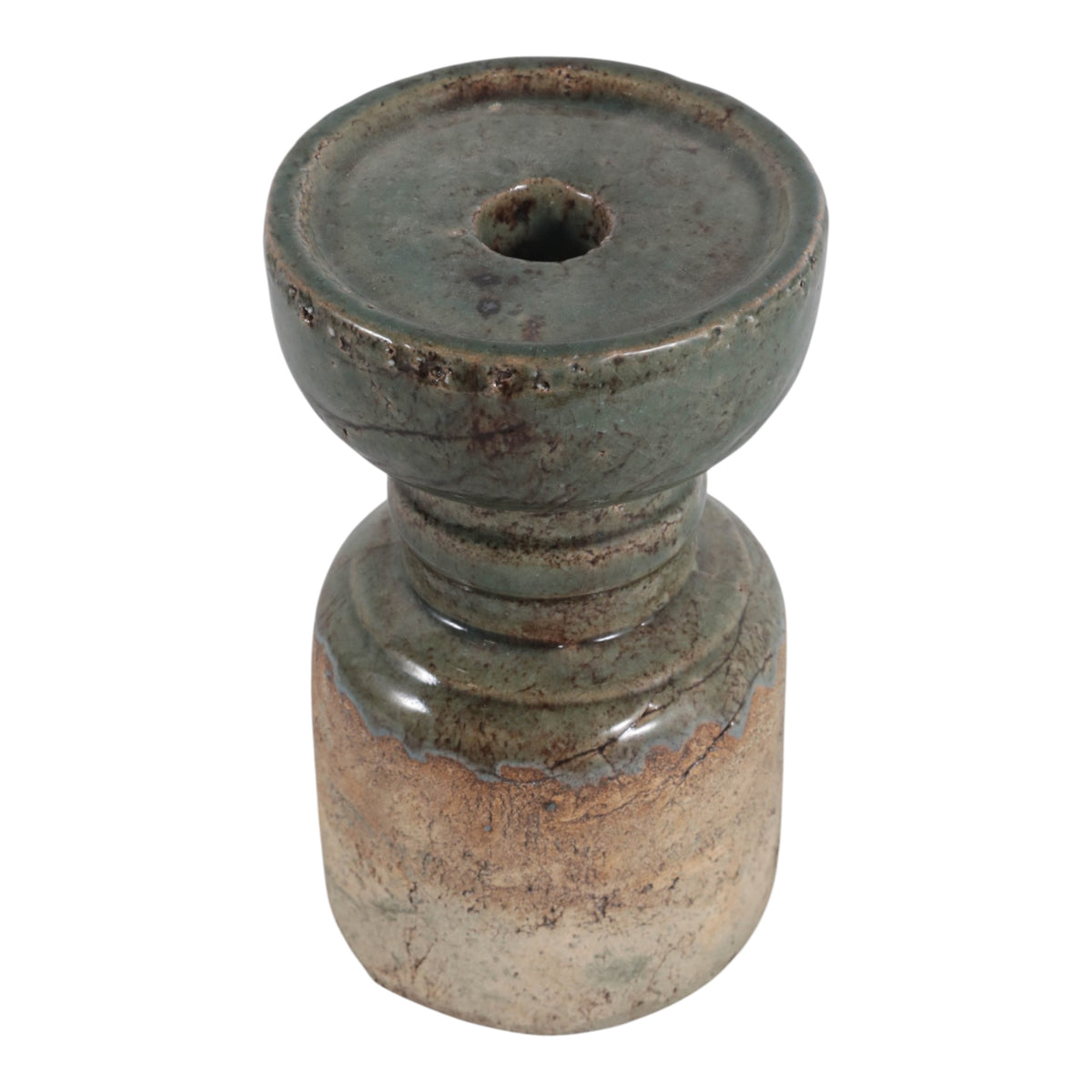 Bethune Green/Brown Small Traditional Pillar Holder