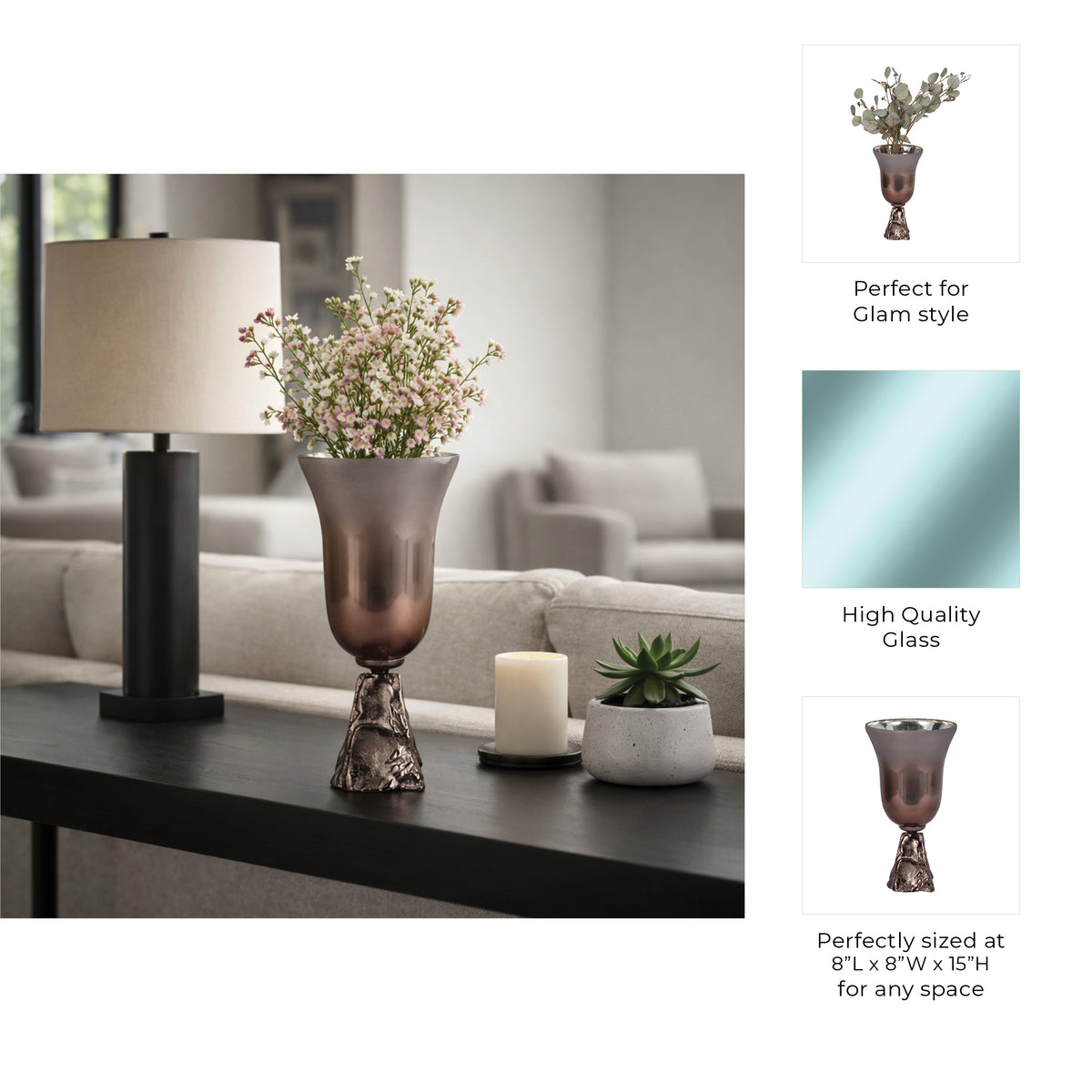 Bellvale Bronze/Copper Small Glass 2-Tone Chalice Vase