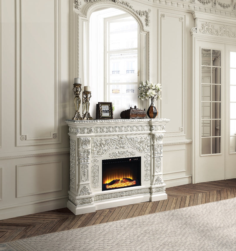 Vanaheim Antique White Fireplace - Ornate Home