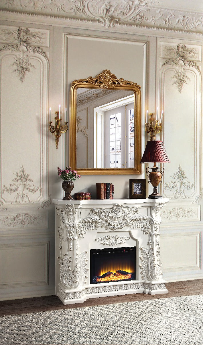 Adara Antique White Fireplace - Ornate Home