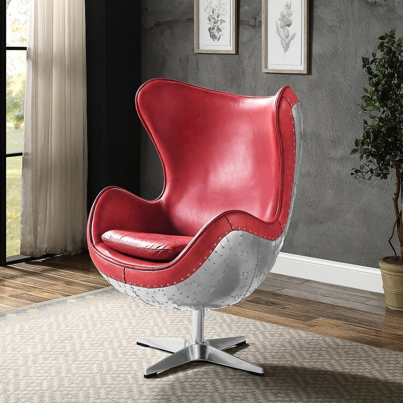 Brancaster Red Accent Chair W/Swivel - Ornate Home