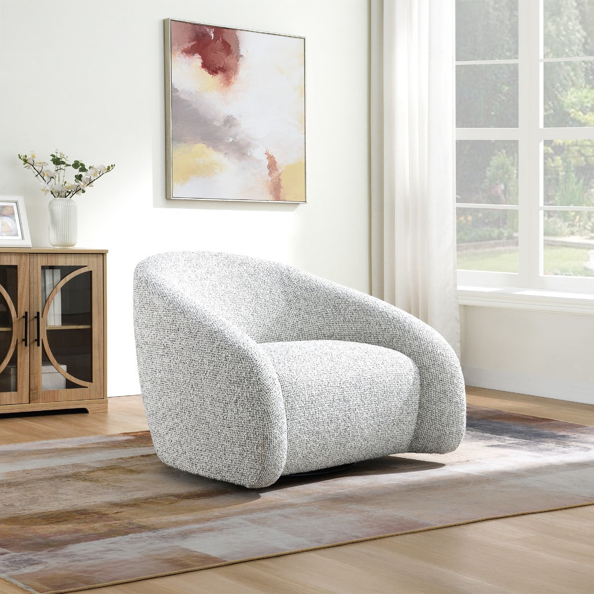 Zoey White/Gray Two Tone Accent Chair w/Swivel
