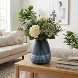 Paradise Cay Blue Glass Etched Vase