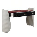 Jamonica Gray/Glossy Wood Grain Top Vanity Desk