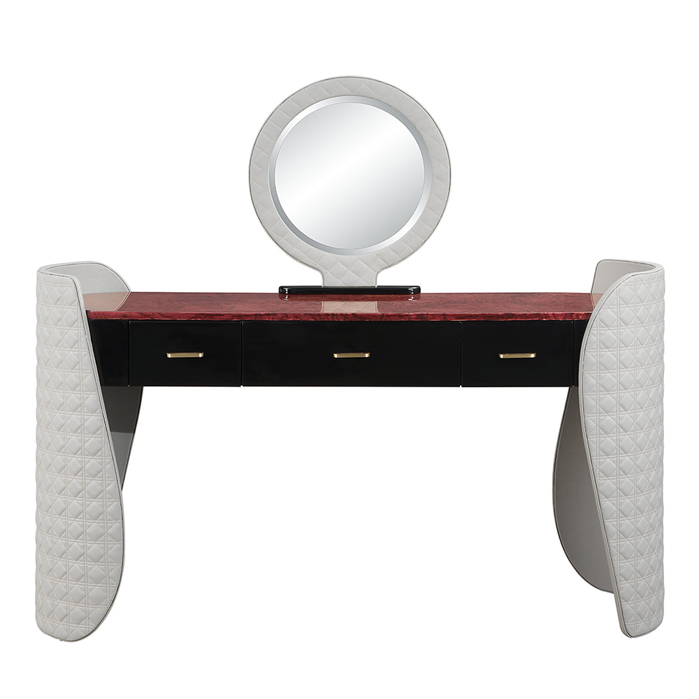 Jamonica Gray/Glossy Wood Grain Top Vanity Desk