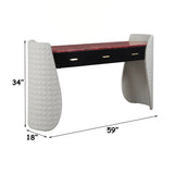 Jamonica Gray/Glossy Wood Grain Top Vanity Desk