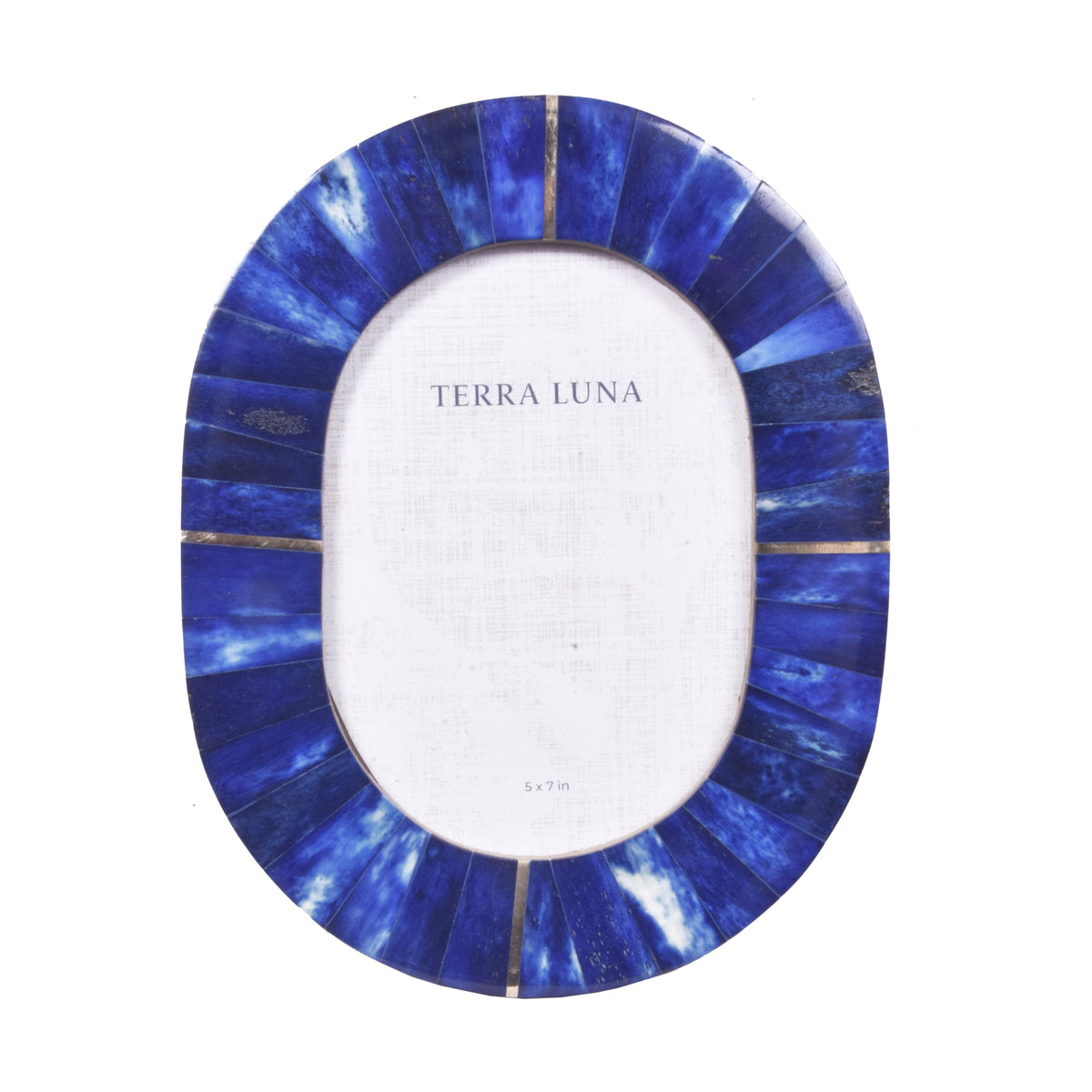 Glenview Blue/Gold Large Oval Brass Inlay Frame