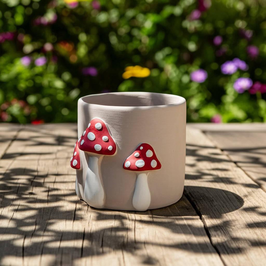 Breckrun Red/White Magic Mushroom Applique Planter
