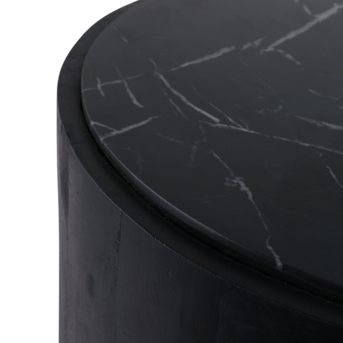 Johnsville Black/White Marble Inlay Round Accent Table